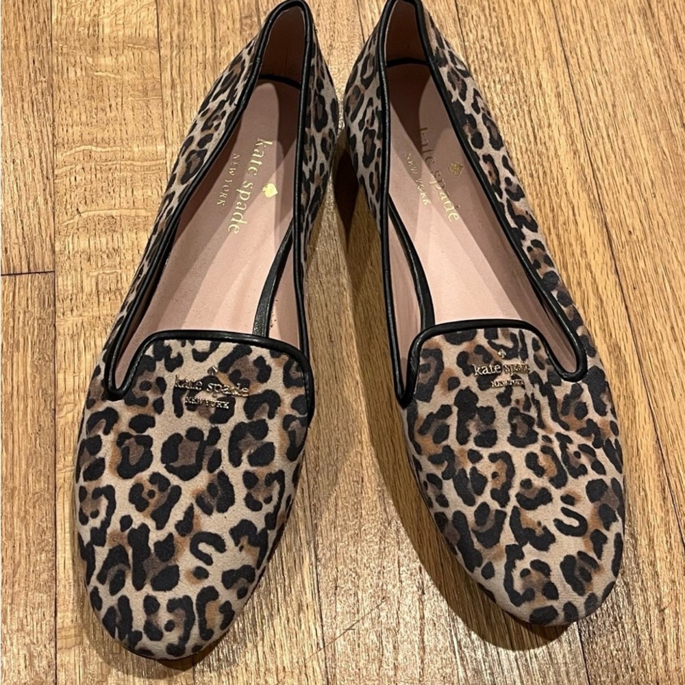 Kate Spade Animal Print Loafers with Black Trim